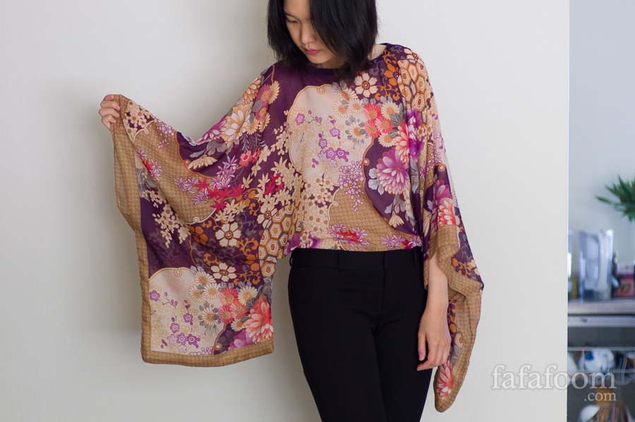 DIY Scarf Top with Kimono Sleeves