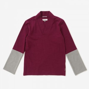 sou-sou-v-neck-contrasting-sleeve