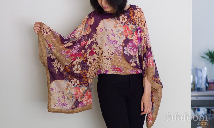 DIY Scarf Top with Kimono Sleeves - Fafafoom.com