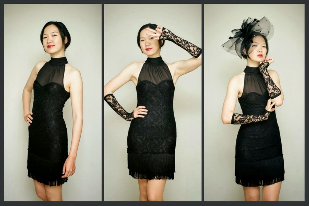 Upcycled Halter Top - DIY Black Lace Dress with Fringe