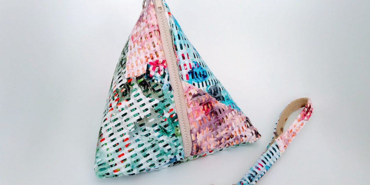 DIY Fabric Collage Tetrahedron Bag