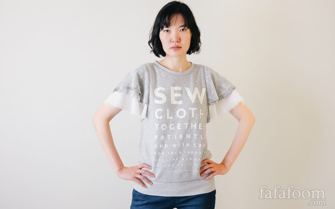 DIY Layered Flounce Sleeves on Sweatshirt