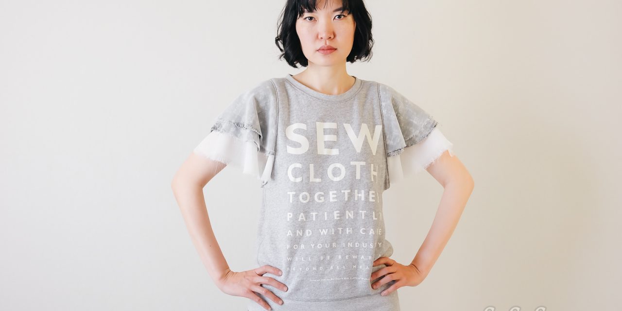 DIY Layered Flounce Sleeves on Sweatshirt