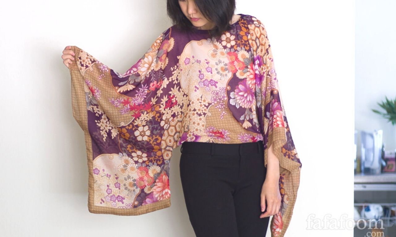 Scarf Top with Kimono Sleeves