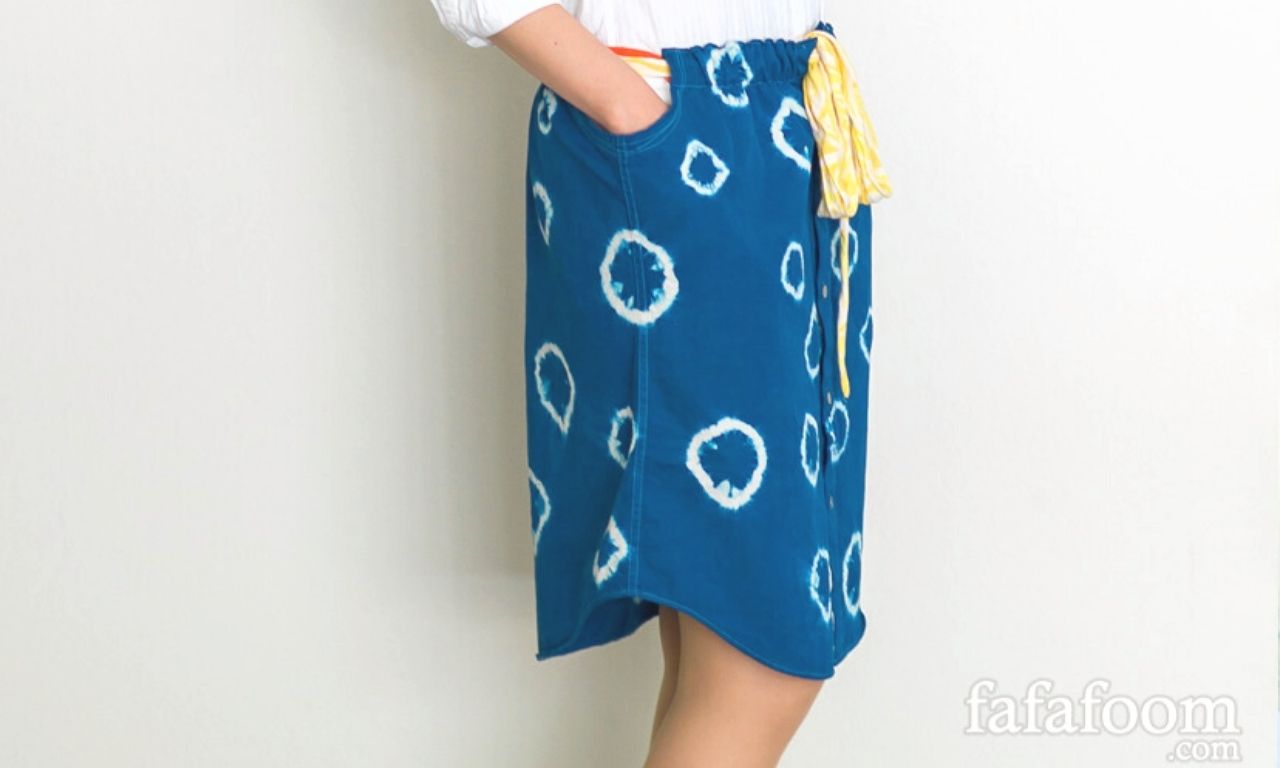 Shibori Dyed Men’s Shirt Skirt